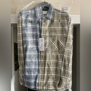 Marni Blue and Yellow Plaid Men's Button-Down Shirt-New